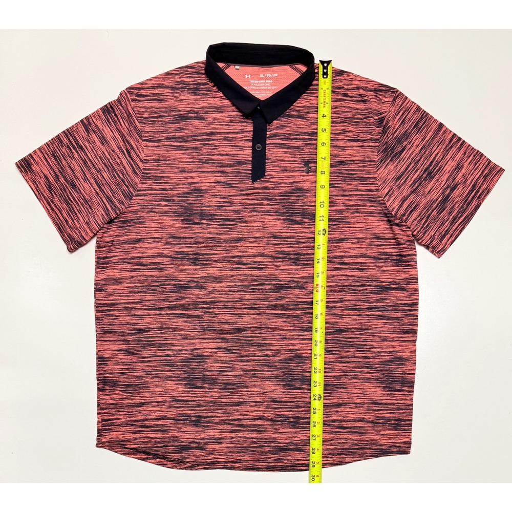 Under Armour Mens XL Iso-Chill Polo Shirt Orange Black Space Dye Golf Top